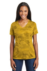 Sport-Tek LST370 Ladies CamoHex V-Neck Tee