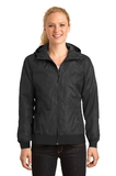 Sport-Tek® Ladies Embossed Hooded Wind Jacket - LST53