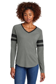 Sport-Tek LST6043 Ladies Halftime Stripe Long Sleeve V-Neck Tee