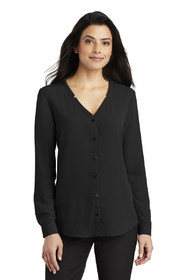 Custom Port Authority&#174; Ladies Long Sleeve Button-Front Blouse - LW700