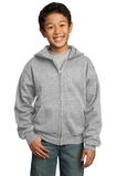 Custom Port & Company® - Youth Core Fleece Full-Zip Hooded Sweatshirt - PC90YZH
