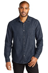 Custom Port Authority W676 Long Sleeve Perfect Denim Shirt