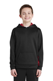 Sport-Tek YST235 Youth Sport-Wick Fleece Colorblock Hooded Pullover