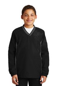 Sport-Tek YST62 Youth Tipped V-Neck Raglan Wind Shirt