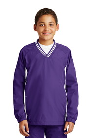 Sport-Tek YST62 Youth Tipped V-Neck Raglan Wind Shirt
