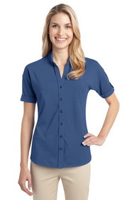 Custom Port Authority L556 Ladies Stretch Pique Button-Front Shirt