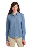 Custom Port & Company LSP10 Ladies Long Sleeve Value Denim Shirt