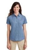 Custom Port & Company® - Ladies Short Sleeve Value Denim Shirt - LSP11