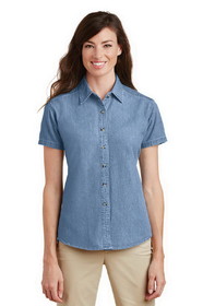 Custom Port & Company LSP11 Ladies Short Sleeve Value Denim Shirt