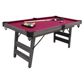 Hathaway BG50379 Pendleton 6-ft Portable Pool Table -  Driftwood Finish with Burgundy Felt
