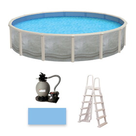 Blue Wave NB19914 Trinity 27-ft Round 52-in Deep Steel Wall Pool Package with 7-in Top Rail