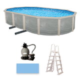 Blue Wave NB19916 Trinity 18-ft x 33-ft Oval 52-in Deep Steel Wall Pool Package with 7-in Top Rail