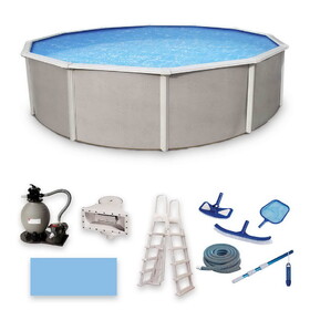 Blue Wave NB3031 Belize 15-ft Round 52-in Deep 6-in Top Rail Swimming Pool Package
