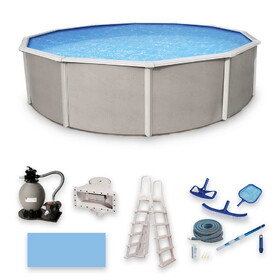 Blue Wave NB3035 Belize 27-ft Round 52-in Deep 6-in Top Rail Swimming Pool Package