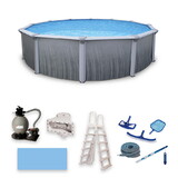 Blue Wave NB3113 Martinique 21-ft Round 52-in Deep 7-in Top Rail Metal Wall Swimming Pool Package