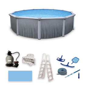 Blue Wave NB3113 Martinique 21-ft Round 52-in Deep 7-in Top Rail Metal Wall Swimming Pool Package
