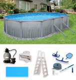 Blue Wave NB3121 Martinique 12-ft x 24-ft Oval 52-in Deep 7-in Top Rail Metal Wall Swimming Pool Package