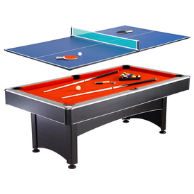Hathaway BG1023 Maverick 7-foot Pool and Table Tennis Multi Game with Red Felt and Blue Table Tennis Surface, Cues, Paddles and Balls