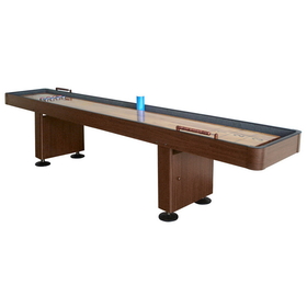 Hathaway BG1205 ChalleBGer 9-Ft Shuffleboard Table w Walnut Finish, Hardwood Playfield, Storage Cabinets