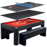 Hathaway BG2530PR Park Avenue 7-Foot Pool Table Tennis Combination with Dining Top, Two Storage Benches, Free Accessories