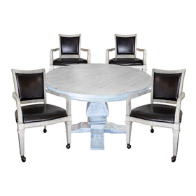 Hathaway BG5019 Montecito 48-in Poker Table and Dining Top with 4 Arm Chairs - Rustic Gray