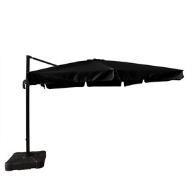 Island Umbrella NU6170 Santorini II 10-ft Square Cantilever Umbrella w/ Valance in Black Sunbrella Acrylic