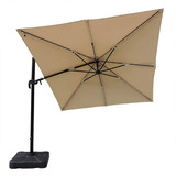Island Umbrella NU6245 Santorini II Fiesta 10-ft Square Cantilever Solar LED Umbrella in Beige Sunbrella Acrylic