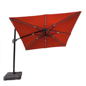 Island Umbrella NU6250 Santorini II Fiesta 10-ft Square Cantilever Solar LED Umbrella in Terra Cotta Sunbrella Acrylic