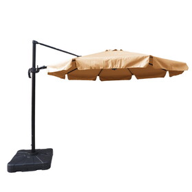 Island Umbrella NU6555 Freeport 11-ft Octagonal Cantilever w/ Valance Patio Umbrella in Stone Sunbrella Acrylic