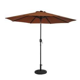 Island Umbrella NU6833 Trinidad II 9-ft Octagon Market Umbrella - Polyester - Coffee