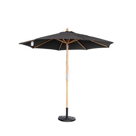 Island Umbrella NU6851 Cenote 9-ft Octagon Hardwood Market Umbrella - Breez-Tex - Black
