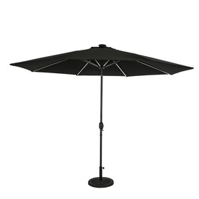 Island Umbrella NU6854 Calypso II Fiesta 11-ft Octagonal Market Umbrella with Solar LED Lights - Breez-Tex - Black