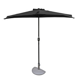 Island Umbrella NU6868 Lanai 9-ft Half Umbrella - Slate Grey - Polyester Canopy