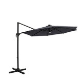 Island Umbrella NU6872 Santiago II 10-ft Octagon Cantilever Umbrella with LED Lights - Slate Grey - Polyester Canopy