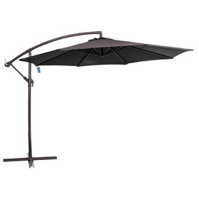 Island Umbrella NU6887 Captiva 10-ft Octagonal Cantilever Umbrella with Base - Breez-Tex Canopy - Black