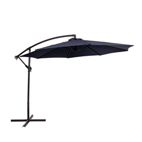 Island Umbrella NU6888 Captiva 10-ft Octagonal Cantilever Umbrella with Base - Breez-Tex Canopy - Navy Blue