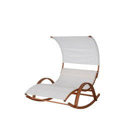 Island Retreat NU6903 Bentwood Breeze Wood Frame Dual Rocking Lounger With Canopy