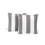 Island Retreat NU6924 All-Weather Outdoor Throw Pillow - Set of 2 - Slate Grey and White Stripe
