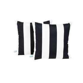 Island Retreat NU6925 All-Weather Outdoor Throw Pillow - Set of 2 - Black and White Stripe