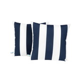 Island Retreat NU6926 All-Weather Outdoor Throw Pillow - Set of 2 - Navy and White Stripe