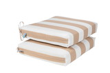 Island Retreat NU6932 All-Weather Outdoor Striped Seat Cushion - Champagne and White - Set of 2