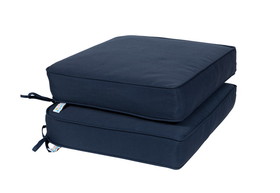 Island Retreat NU6937 All-Weather Outdoor Solid Color Seat Cushion - Navy - Set of 2