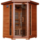 HeatWave SA1312 Hudson Bay 3-Person Cedar Corner Infrared Sauna w/ 7 Carbon Heaters