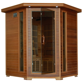 HeatWave SA1320 Whistler 4-Person Cedar Corner Infrared Sauna w/ 10 Carbon Heaters