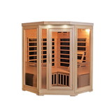 HeatWave SA7019 Sonoma 3-Person Hemlock Infrared Corner Sauna with 7 Carbon Heaters