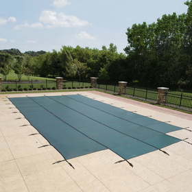 Arctic Armor WS407G Green 18-Year Mesh Safety Cover for 20-ft x 44-ft Rect Pool w/ Right Step