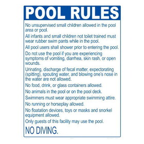 Poolweb 2046WS1824E Pool Rules Me Only, For Non Diving Pools