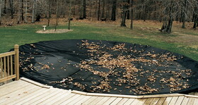 GLI Pool Products 45-0018RD-LNT-3-BX 18' Round Leaf Net Cover Winter Black 21' Cover Size W/ Grommets / Rope / Rope Clinch Gli