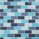 Artistry in Mosaics GC82348T2 1X2 Aqua Blend Crystal Series Per Sq Ft