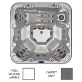 Sunrise Spas 203-LX-TQ-2 & R9926881 Monticello Silver White Marble Shell, Spa Gray Cabinet W/ Ozone / Exterior Safety And Corner Lighting / Spa Cover Tranquility